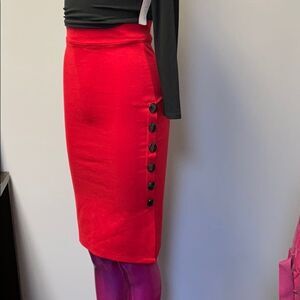 High waisted button down skirt